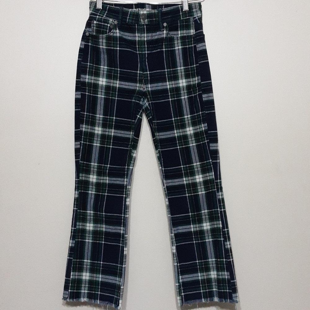 American eagle outfitters corduroy jean women 0S plaid flare y2k retro academia
